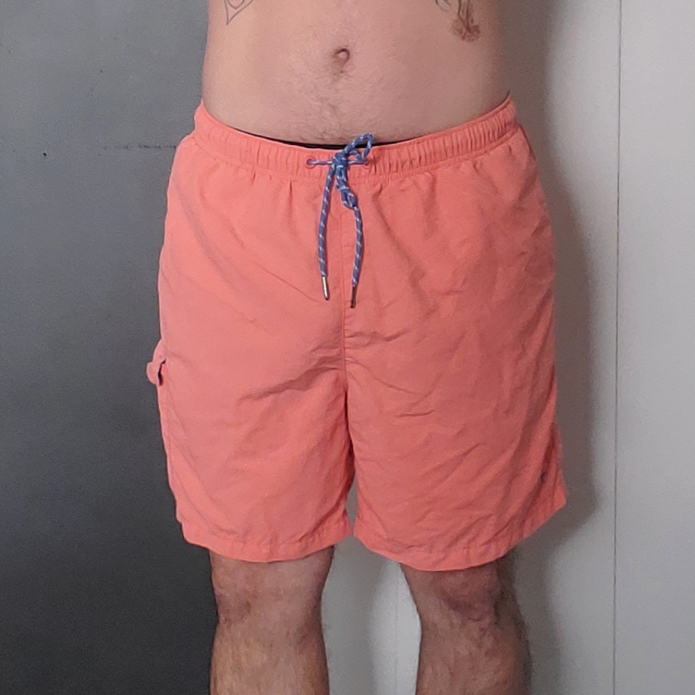 Tommy Bahama Relax Mens Mesh Lined Swim Trunks Logo Coral Size L